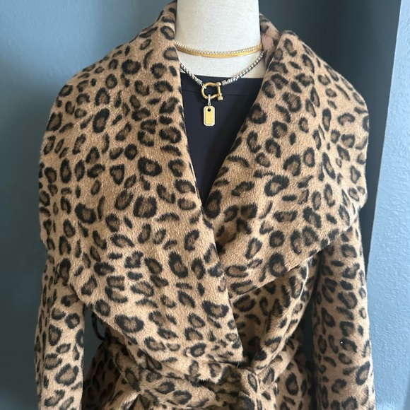 Mud Pie Animal Print Coat with Belt - Picture 2 of 6
